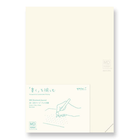 DESIGNPHIL Midori 15313006 Notebook, MD Notebook, Journal, A5, 1 Page Per Day, Dot Square A