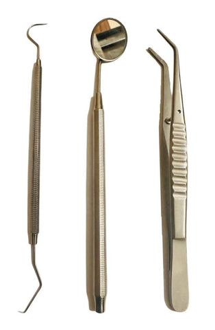Dental Tools, Plaque Remover For Teeth Professional | Dental Hygiene Cleaning kit - Stainless Steel Tweezer With Free Mouth Mirror Floss Pick, Scaler,Tooth Scraper Oral Care Tool 3pcs (Silver)