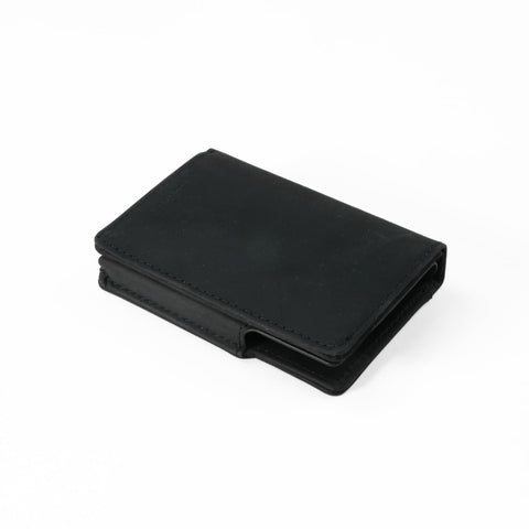 Double Oak Essentials Leather Sleeve - Compatible with All Cardholders, Top-Grain Leather, Multiple Colors, Magnetic Closure, Black, Bi-fold