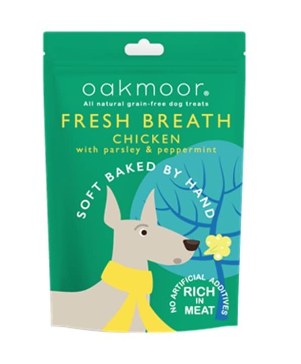 Oakmoor Fresh Breath Natural Dog Treats - Chicken & Peppermint (3 * 100g)