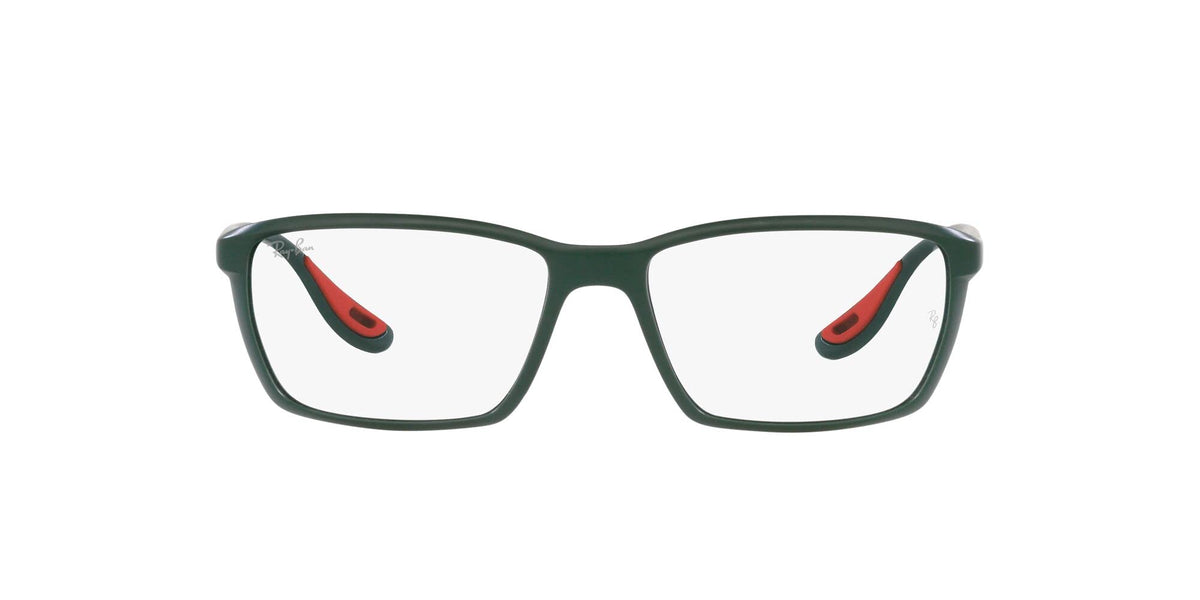 Ray-Ban RX7213M Scuderia Ferrari Collection Square Prescription Eyewear Frames, Matte Green/Demo Lens, 54 mm