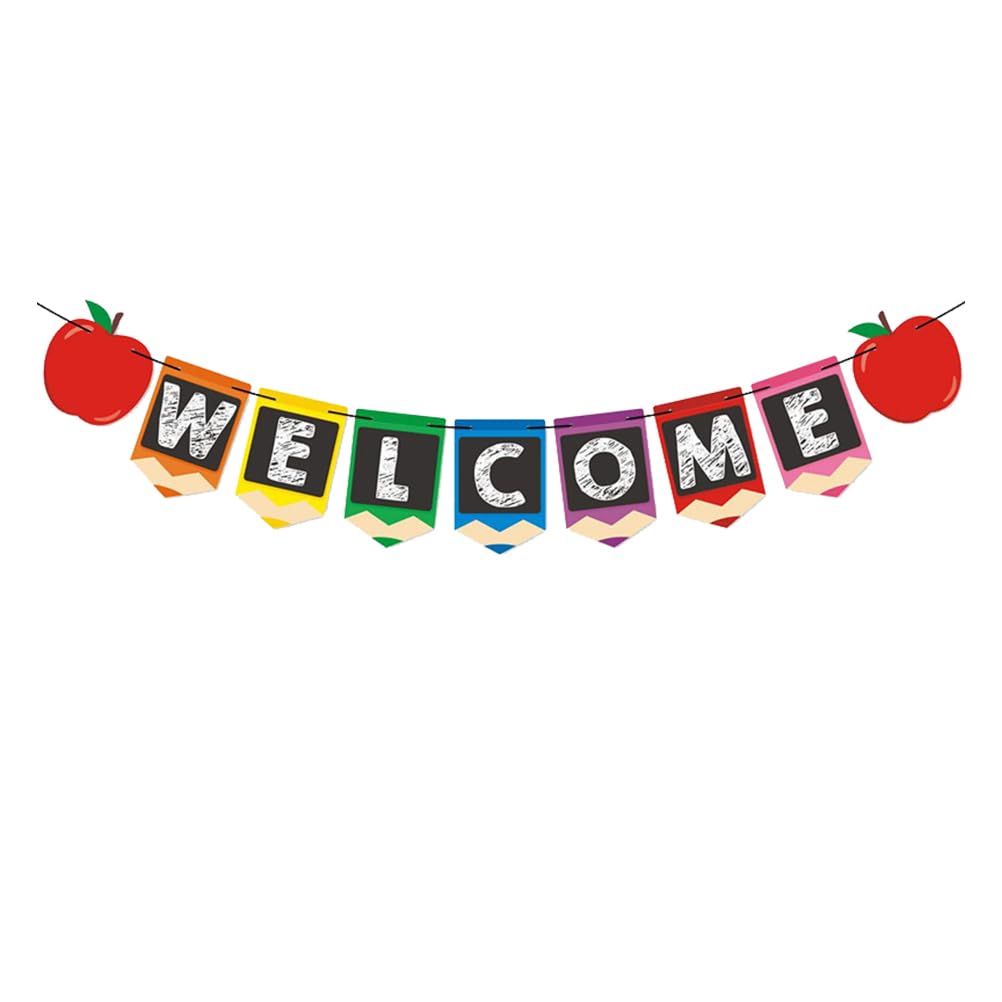 NUOBESTY Welcome Banner,Home Sign Decoration,First Day of School Banner School Theme Party Decor