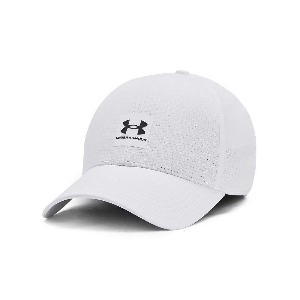 Under Armour Men's Iso-Chill ArmourVent Stretch Fit Hat, (100) White / / Castlerock, Small/Medium