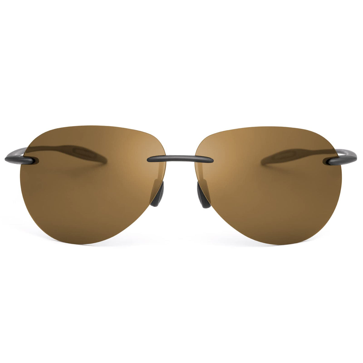 Rimless Polarized Sports Sunglasses for Men Women Driving Cycling Running Fishing Golf UV Protection Sun Glasses Fashion Unisex Shades Retro Eyeglasses Anti Glare Classic Mirror Lens Eyewear - Brown