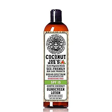 Zinc Oxide Sunscreen from Coconut Joe's | Natural & Organic Sunscreen Lotion, Mineral Sunscreen, SPF 15, Natural Sunscreen, Exotic Coconut, 8 ounce bottle
