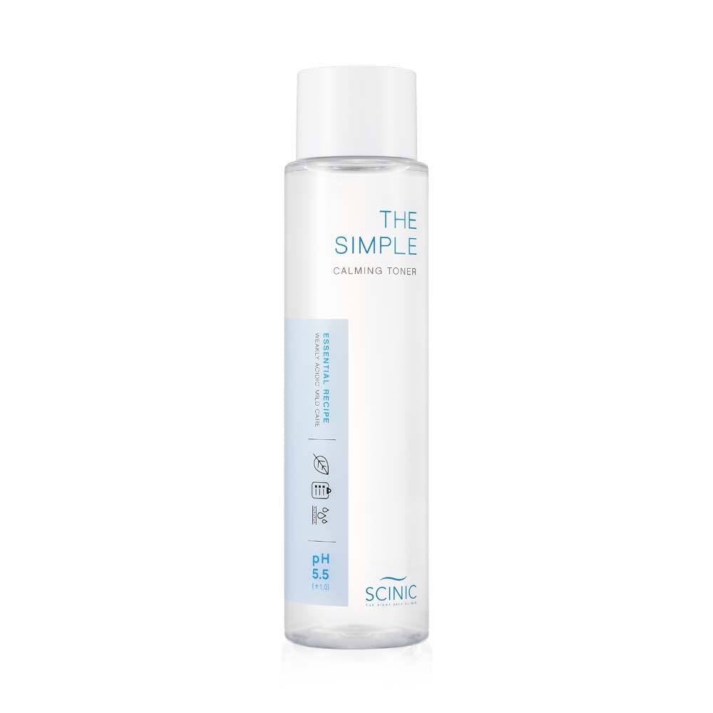 SCINIC The Simple Calming Toner, pH 5.5, 4.90 fl oz (145 ml) | Vegan Face Astringent for Sensitive and Irritated Skin | Fresh Watery Texture | PH-Balanced Mild Toner | Korean Skincare