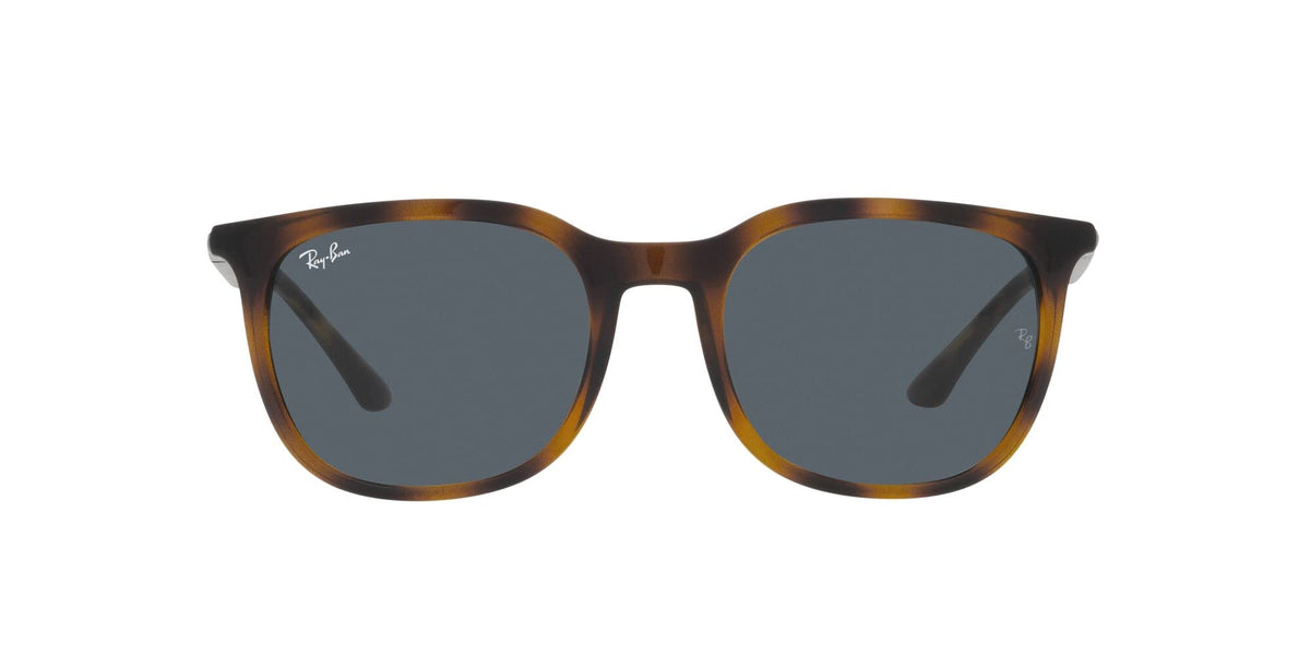 Ray-Ban RB4386F Low Bridge Fit Square Sunglasses, Havana/Blue, 55 mm
