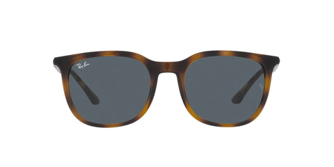 Ray-Ban RB4386F Low Bridge Fit Square Sunglasses, Havana/Blue, 55 mm