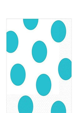Amscan Decorative Caribbean Polka Dots Party Lunch Paper Napkins (16 Pack), 6.5 x 6.5", Blue