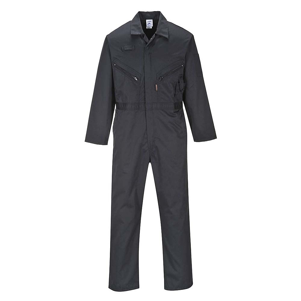Portwest C813 Men's Liverpool Lightweight Safety Coverall Boiler Suit Overalls Black, XX-Large