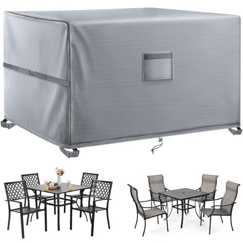 Kovshuiwe Garden Furniture Covers,Patio Furniture Cover Waterproof, 120x90x74cmPatio Table Covers 420D Heavy Duty Oxford Fabric Rattan Furniture Cover Windproof Anti-UV for Patio, Outdoor,Gray