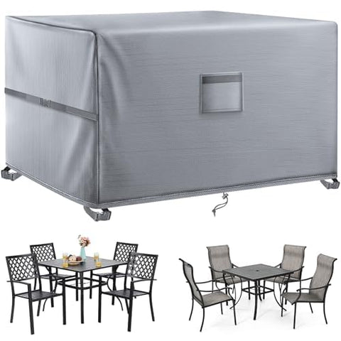 Kovshuiwe Garden Furniture Covers,Patio Furniture Cover Waterproof, 120x90x74cmPatio Table Covers 420D Heavy Duty Oxford Fabric Rattan Furniture Cover Windproof Anti-UV for Patio, Outdoor,Gray