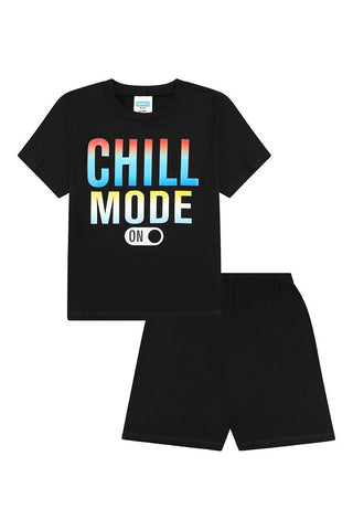 The Pyjama Factory Boys Chill Mode Gaming Cotton Short Pyjamas, 15-16 Years, Black