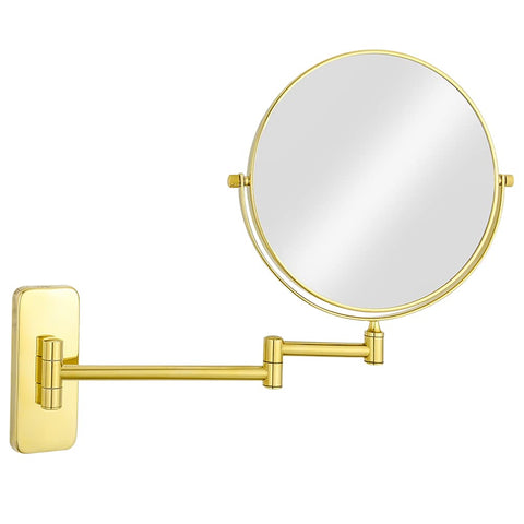 GURUN 8 inch Double-Sided Wall Mount Makeup Mirror with 10x Magnification Bathroom Mirror for Hotel,Gold Finish M1406J(8in,10x)