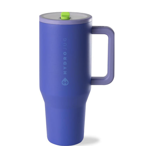 HydroJug Traveler - 32 oz Water Bottle with Handle & Flip Straw - Fits in Cup Holder, Leak Resistant Tumbler-Reusable Insulated Stainless Steel & Rubber Base - Gifts for Women & Men, Lime Rickey