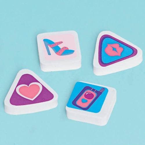 Glitzy Girl Erasers | Party Favor | Pack of 12
