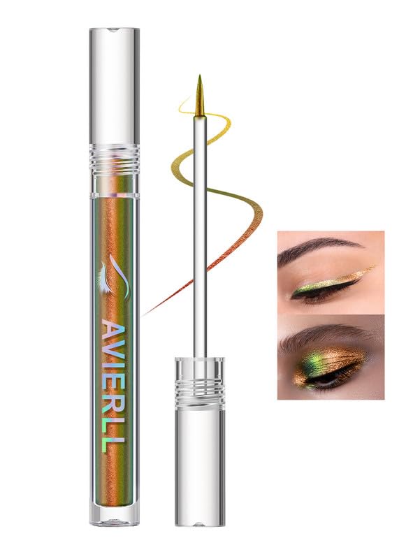 Easilydays Liquid Thin Eyeliner Pencil, 2 In1 Chameleon Brown Eyeliner & Eyeshadow, Multichrome Eyeliner Quick-drying Waterproof Smudge-Proof Eyeliner & Lipliner Shimmer Eyeshadow Makeup (04)