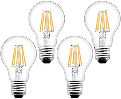Bonlux 8W E27 Screw Antique Dimmable LED Filament Bulb Warm White 2700K ES A60 GLS Globe LED Vintage Edison Screw Light Bulb Classic 80W Equivalent 750lm Energy Saving Bulbs (4-Pack)