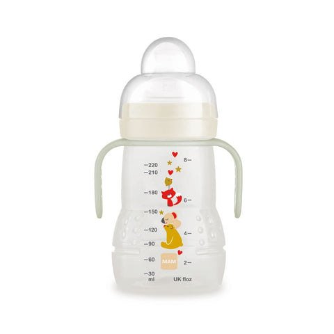 MAM Trainer Night, 4+Months, 220 ml Green, with Handles That Glow in The Dark