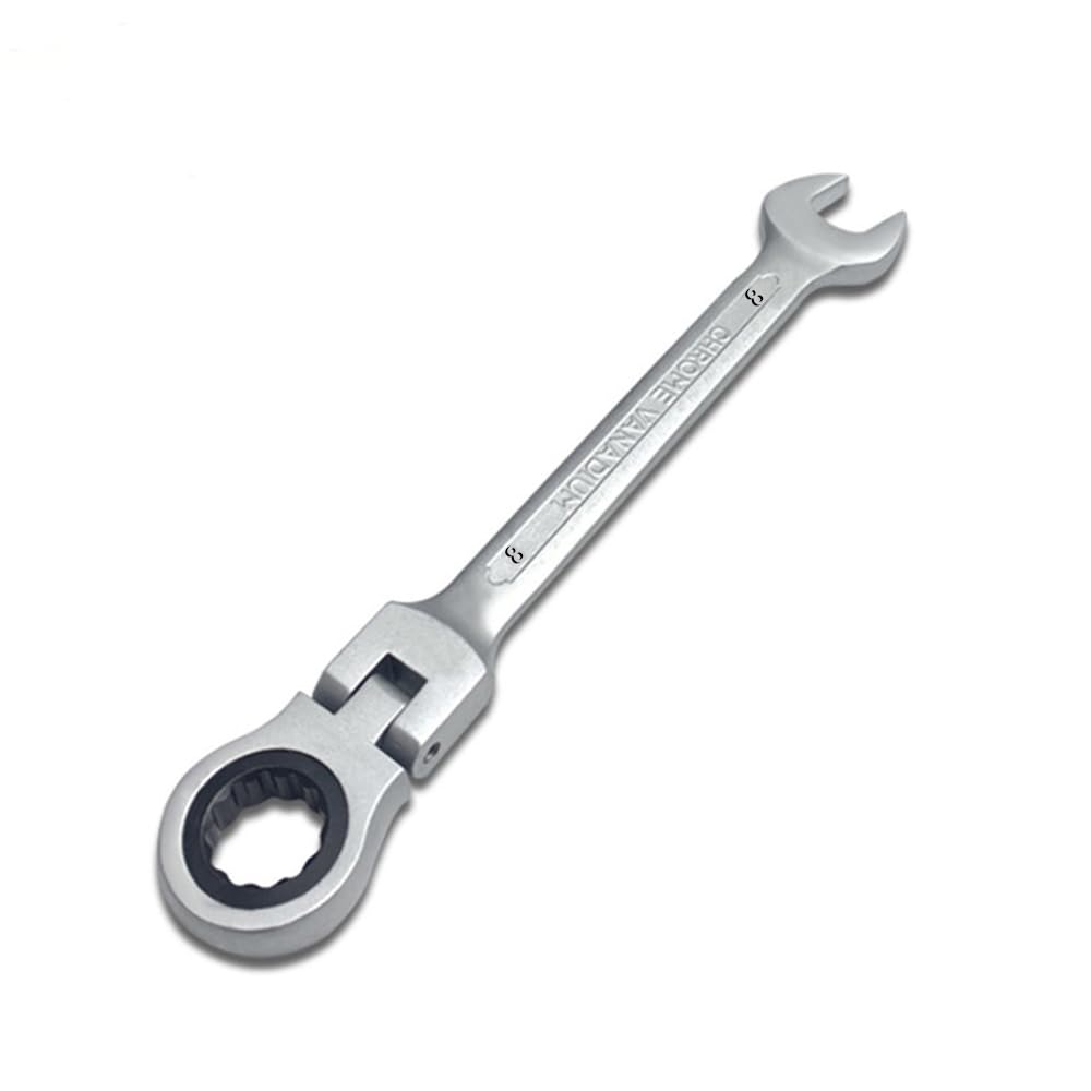 Leliafleury 8 mm Flex-Head Ratchet Spanner Combination Wrench Polished Chrome Vanadium Steel Spanner Flexible Ratcheting Wrench for Bicycle Repair Home Maintenance
