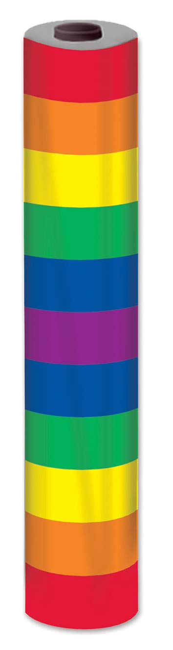 Beistle Plastic Rainbow Party Table Roll Happy Birthday Decorations-Unicorn Theme Tableware Accessory-Rectangular Tablecloths, 40" x 100', Red/Orange/Yellow/Green/Blue/Purple