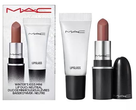 MAC Winters Kiss Mini Lip Duo - Neutral - Mini Retro Matte Lipstick Bronx and Mini Lipglass Clear.