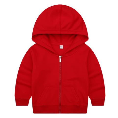 DINGDONG'S CLOSET Kid Toddler Boy Girl Solid Multi-Color Basic Cotton Hoodie Hooded Zip Up Sweatshirts Pullover Jacket(Red, 3T)