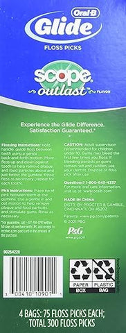Generic Glide with Scope Outlast Dental-Floss Picks, 300 Picks, Mint Flavor, Green