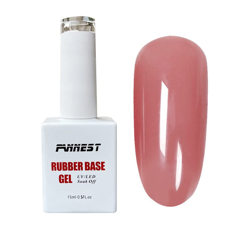 FANNEST Rubber Base Gel Nail Polish,Sheer Nude Pink Brush on Builder Gel for Nails Extension,Elastic Rubber Base Coat,LED/UV Soak Off Natural Gel Polish.