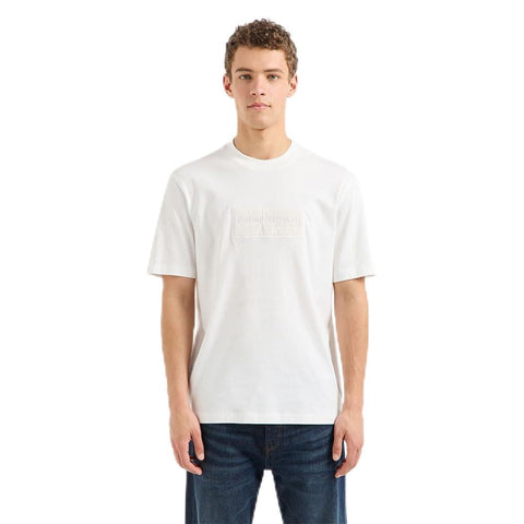 Armani Exchange Men's Black Edition, Nylon Logo Patch T-Shirt, Off White, M