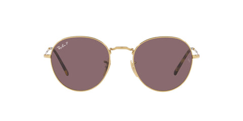Ray-Ban RB3582 David Round Sunglasses, Gold/Dark Violet Polarized, 53 mm