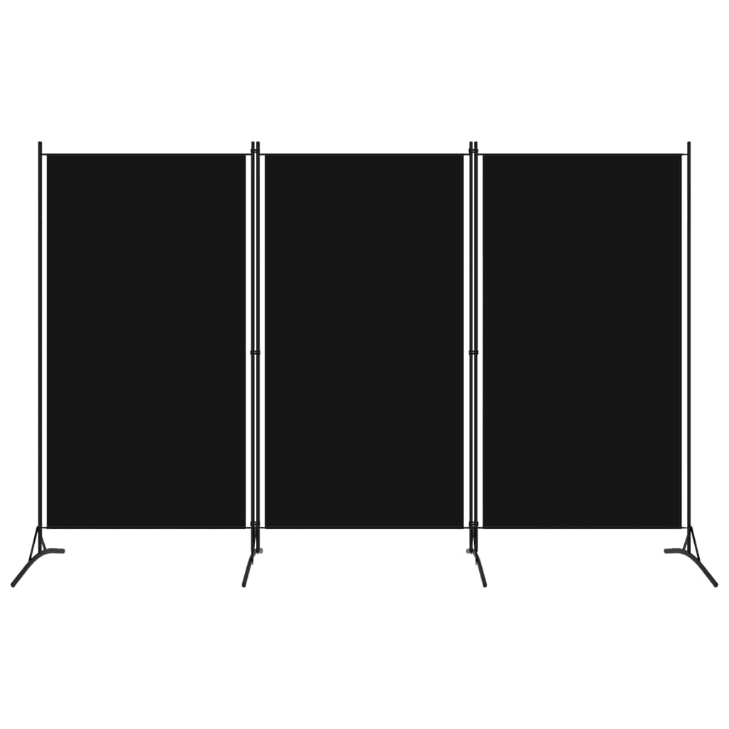 vidaXL Fabric Room Divider with 3 Panels, Black - Durable, Breathable Material - Versatile Separation and Sunshade Function - Easy Assembly and Compact Storage - Size: 102.4"x70.9"