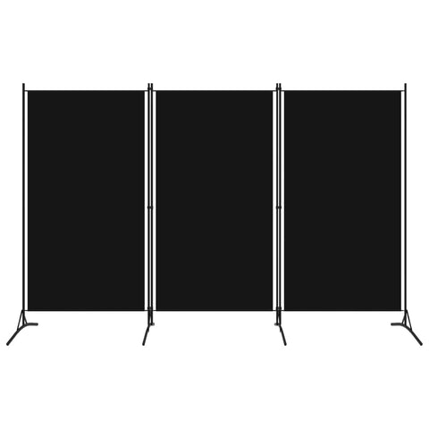 vidaXL Fabric Room Divider with 3 Panels, Black - Durable, Breathable Material - Versatile Separation and Sunshade Function - Easy Assembly and Compact Storage - Size: 102.4"x70.9"