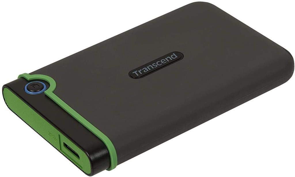 Transcend 2 TB Rugged Portable Hard Drive - Shock Resistant USB 3.1 Gen 1 StoreJet Military Green - TS2TSJ25M3G