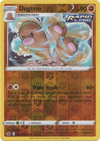 Dugtrio - 077/198 - Rare - Reverse Holo - Sword & Shield - Chilling Reign