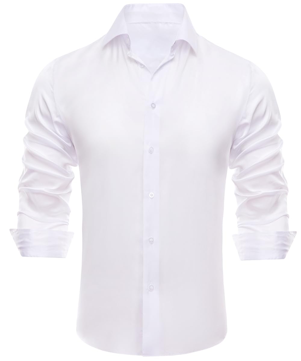 Dubulle Mens Long Sleeve Dress Shirt Floral Paisley Casual Button Down Shirts for Men Wedding Suit,Chiffon White,3X-Large