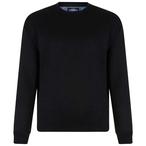 Kam Cotton Rich Fleece Crew Neck Sweat Top in Black in 4XL