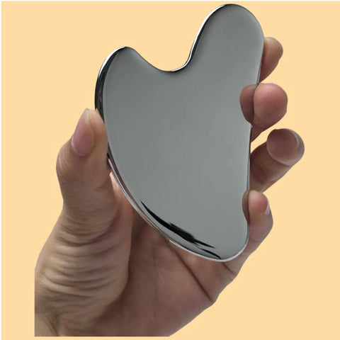 Generic Stainless Steel Gua Sha Facial Tools Guasha for Face Metal Gua Sha Tighten Skin Massage Guasha Beauty Tool for Body Eyes Neck Massager with Travel Pouch Skin Care Gifts(Silver)