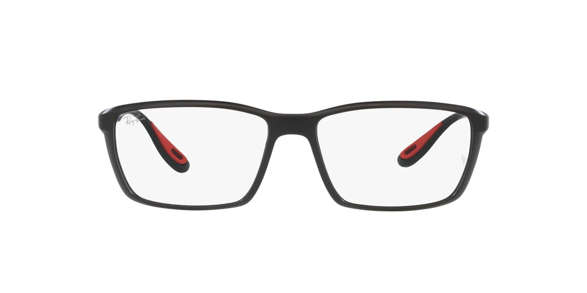 Ray-Ban RX7213M Scuderia Ferrari Collection Square Prescription Eyewear Frames, Matte Black/Demo Lens, 54 mm