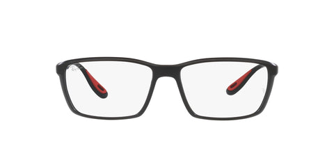 Ray-Ban RX7213M Scuderia Ferrari Collection Square Prescription Eyewear Frames, Matte Black/Demo Lens, 54 mm
