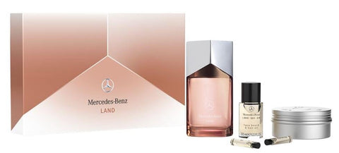 Mercedes-Benz Land for Men - 5 Pc Gift Set 3.4oz EDP Spray, 0.05oz Sea EDP Spray, 0.05oz Air EDP Spray, 1oz LSA Face Beard and Hair Oil, 3.8oz LSA Solid Shower Gel