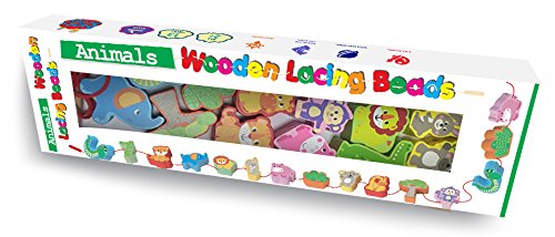 Barney & Buddy BA053 Animals Wooden Lacing Beads, Multi-Colour