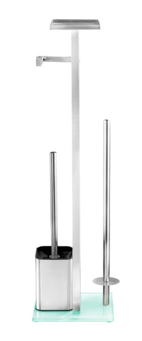 Wenko Juego de Pie con depósito Debar, Stainless Steel, Silver matt, 70.5 x 18 x 21 cm