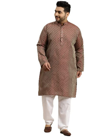 Sojanya Plus (Since 1958) Men's Jacquard Silk Maroon Self design ONLY Long Kurta -Size: 48
