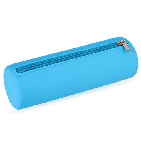 Oyachic Slim Pencil Case,Cylinder Pencil Pouch,Silicone Makeup Bag,Blue