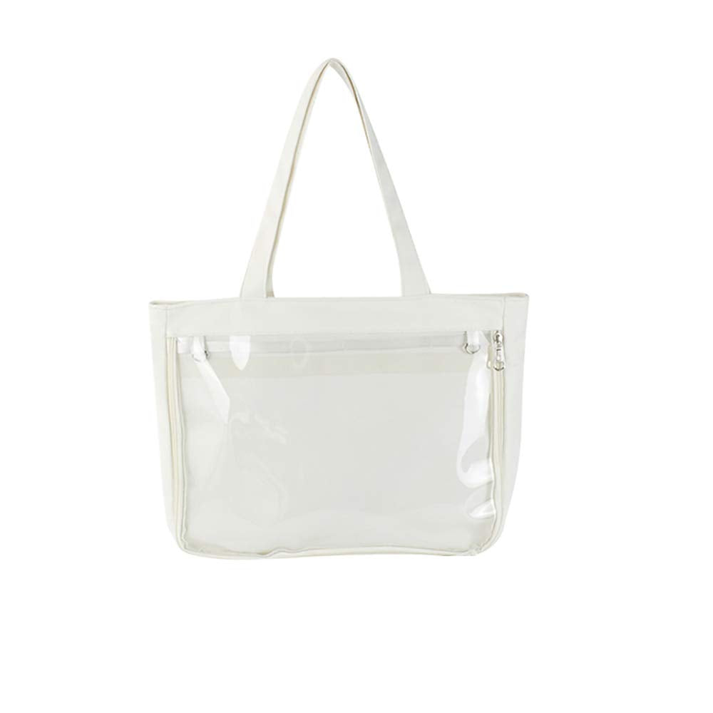 Ita Tote Bag Clear Window for Pins Shoulder Bag Handbag Bag DIY, Cosplay Stachel Tote White