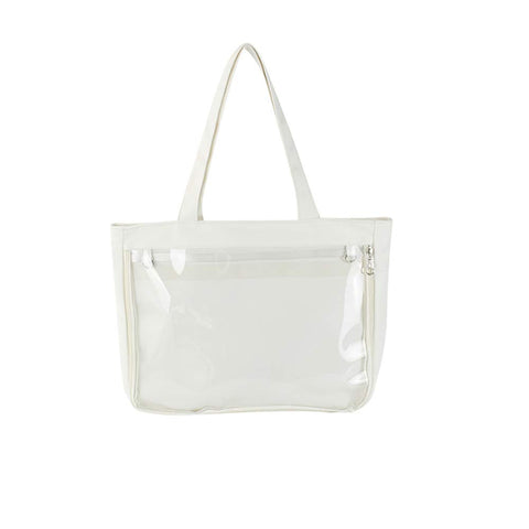 Ita Tote Bag Clear Window for Pins Shoulder Bag Handbag Bag DIY, Cosplay Stachel Tote White