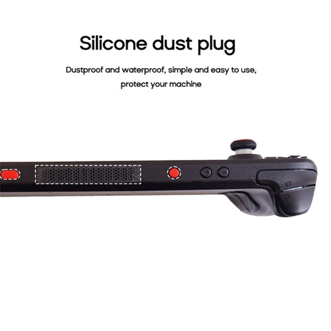 Host Protections Set for Steam Deck Dust Plugs with Button Trackpad Stickers Silicone Rocker Cap Gaming Accessory for Steam Deck (red logo)