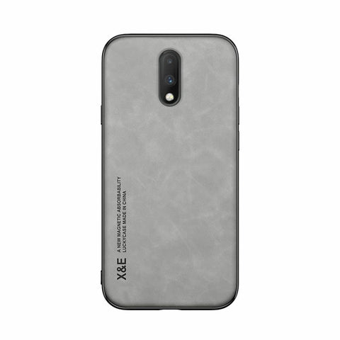 Kepuch Silklike Case for Oneplus 7 - Cover Bumper Built-in Metal Plate for Oneplus 7 - Gray