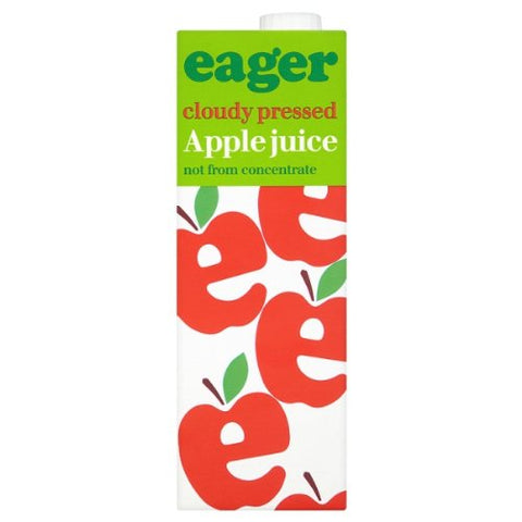Eager Cloudy Pressed Apple Juice 1 Litre (Pack of 8 x 1ltr)